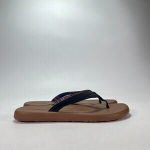 Flojos Black Brown Casual Memory Foam Footbed Flip Flops Sandals Women's Size 9